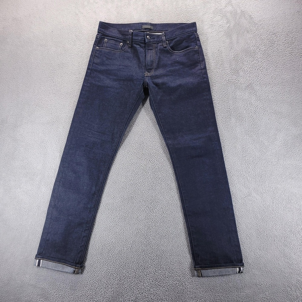 Uniqlo Jeans Mens 32x32 Blue Slim Straight Low Rise Japanese Selvedge Kaihara‎